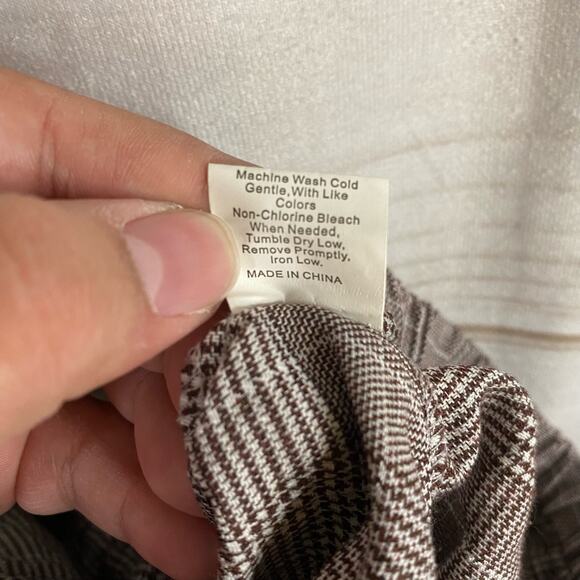 Shein Curve Brown Houndstooth Print Elastic Waist Trousers size 0XL - Picture 6 of 7